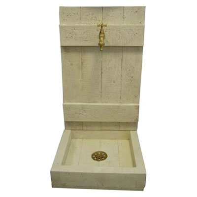 Fontaine murale BOIS VIEILLI - imitation bois massif - l. 41 x P. 38 x H. 76cm