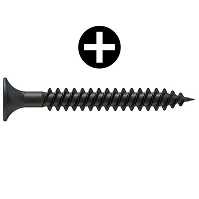 REISSER - Vis placo fin acier noir - Phillips® - tête trompette FT ø 3.9 x L. 30mm - vendu par 100