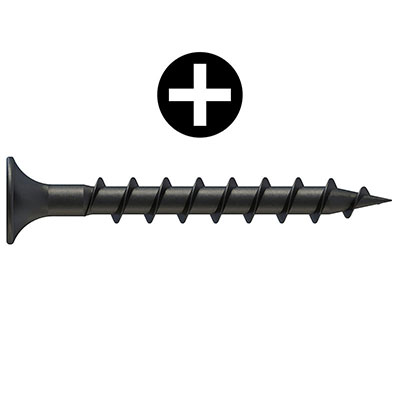 REISSER - Vis placo gros acier noir - Phillips® - tête trompette FT ø 3.9 x L. 35mm - vendu par 100