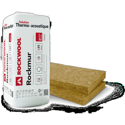 Panneau laine de roche pour isolation mur intérieur - non revêtu - 1,35 x 0,6m - Ep. 40mm