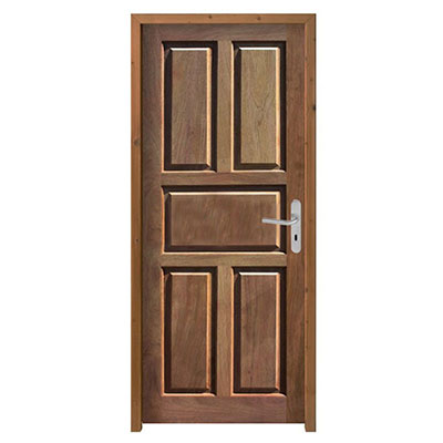 Bloc-porte bois exotique 5P - poussant droit - brut - Ep. 3.5 x l. 93 x H. 211cm