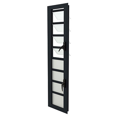 ALUSINAN - Jalousie vitrage opale avec moustiquaire - noir - l. 40 x H. 160cm