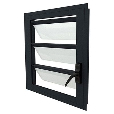 ALUSINAN - Jalousie vitrage opale avec moustiquaire - noir - l. 60 x H. 60cm