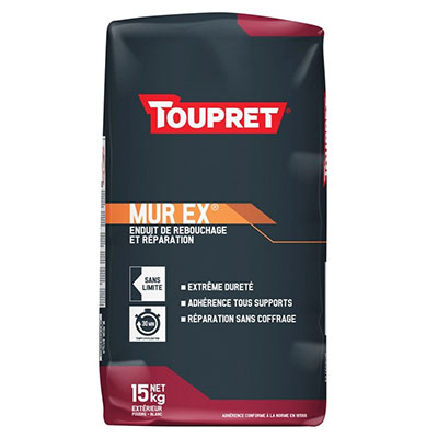 TOUPRET® - Enduit de rebouchage et de réparation MUR EX® - blanc - sac de 15kg