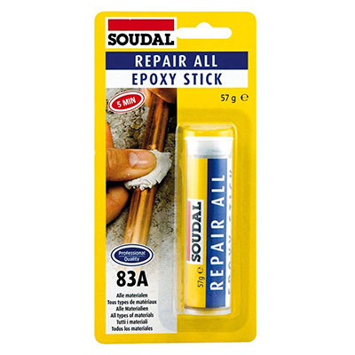 SOUDAL - Colle 83A Repair All Epoxy Stick - blanc gris - 57g
