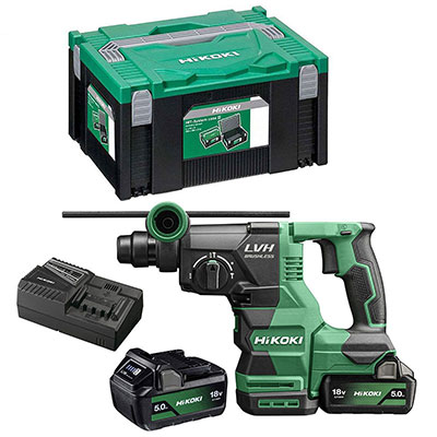 HIKOKI - Perfo-burineur SDS-Plus sans fil DH1826DAWPZ + 2 batterie 18V 5Ah + 1 chargeur en coffret