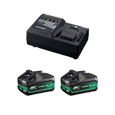 HIKOKI - Set de 2 batteries UC18YSL3WHZ 18V 2,5 Ah + chargeur