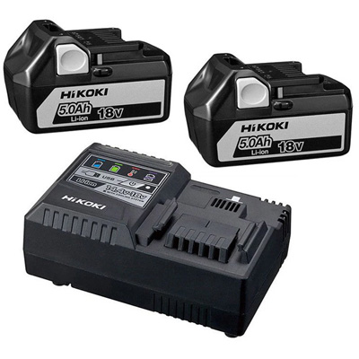 HIKOKI - Set de 2 batteries Li-ion 18V 5Ah + chargeur