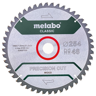 METABO - Lame circulaire PRECISION Cut Wood pour bois 48 dents ø 254mm