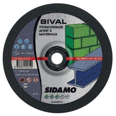 SIDAMO - Disque à tronçonner Bival Acier/Matériaux ø 230mm