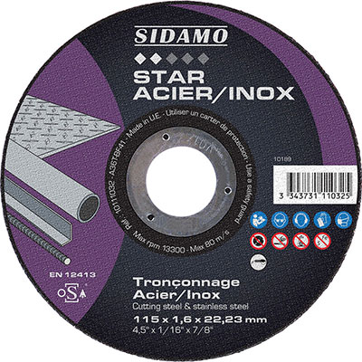 SIDAMO - Disque à tronçonner Star Acier/Inox ø 115mm
