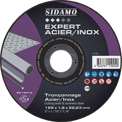 SIDAMO - Disque à tronçonner Expert Acier/Inox ø 125mm