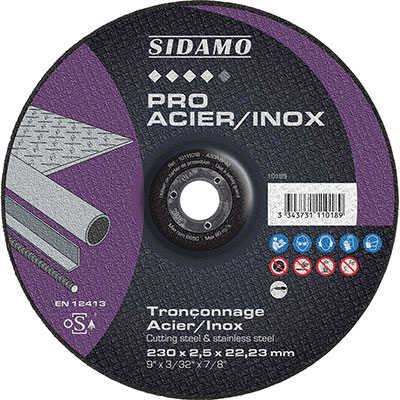 SIDAMO - Disque à tronçonner Pro Acier/Inox ø 230mm