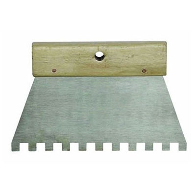 Couteau à colle denture carrée U 9x9mm acier monture bois - Long. 20cm
