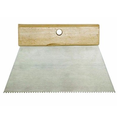 Couteau à colle denture pointue V 4x2.5mm acier monture bois - Long. 20cm