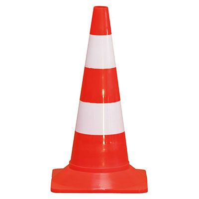 TALIAPLAST - Cône de signalisation plastique - orange et blanc - Hauteur 50cm