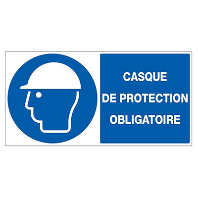 TALIAPLAST - Panneau de signalisation CASQUE DE PROTECTION OBLIGATOIRE l. 33 x H. 20cm