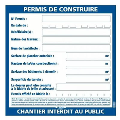 TALIAPLAST - Panneau permis de construire neutre l. 80 x H. 80cm