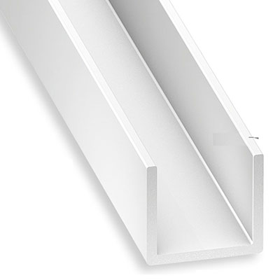 C.Q.F.D - Profilé U en PVC - blanc - 10 x 21 x 10 mm x Long. 2 .60m