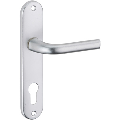 THIRARD - Ensemble poignées aluminium sur plaque Leto - Version trou de cylindre - Anodisé argent