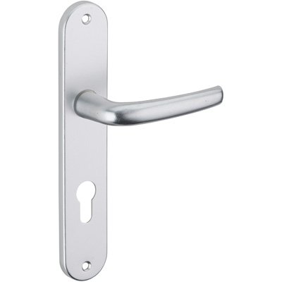 THIRARD - Ensemble poignées aluminium sur plaque MAIA Version trou de cylindre - Anodisé argent