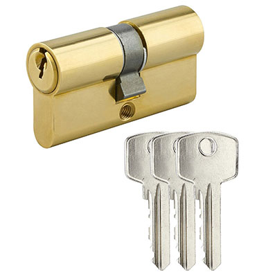DECAYEUX - Cylindre SA double entrée laiton 30 x 30mm + 3 clés