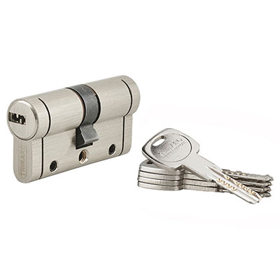 THIRARD - Cylindre TRAFIC 12 double entrée nickelé 30 x 30mm + 5 clés