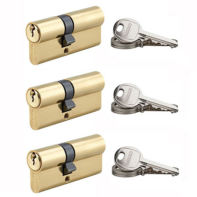 THIRARD - Cylindres SA double entrée laiton 30 x 30mm + 9 clés - vendu par 3