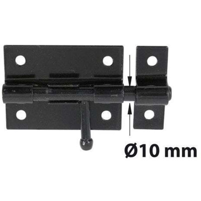 TORBEL - Verrou de box + Gâche à visser  zingué noir-  Ø 10 mm - Long: 5,9 cm