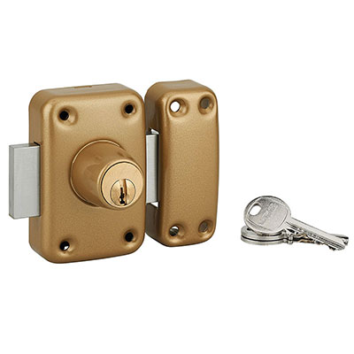 THIRARD - Verrou CORVETTE à double entrée -doré + 3 clés