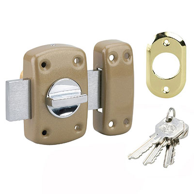 DECAYEUX - Verrou DADY à bouton cylindre Long. 40mm - bronze + 3 clés