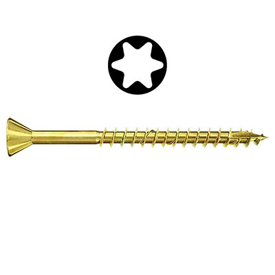 HSI - Vis agglo zingué jaune - empreinte Torx® - tête fraisée FP ø 5 x L. 50mm - vendu par 200