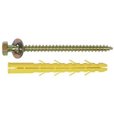 ING - Chevilles sabots nylon ø 12 x L. 130mm + tirefonds acier ø 10 x L. 140mm - vendu par 4