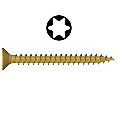 REISSER - Vis bois R2 PLUS zingué jaune - Torx® - tête fraisée FT ø 5 x L. 35mm - vendu par 100