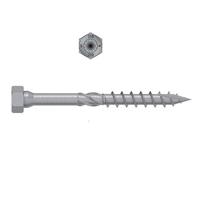 SIMPSON - Vis bois SSH acier - tête hexagonale ø 10 x L. 60mm- vendu par 50