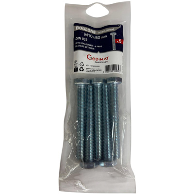 Boulon - tête hexagonale ø10 x L. 80 mm - vendu par 5
