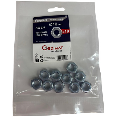 Boulon hexagonal zingué ø10mm - vendu par 10