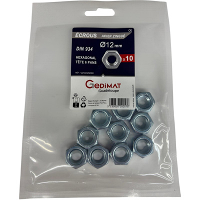 Boulon hexagonal zingué ø12mm - vendu par 10