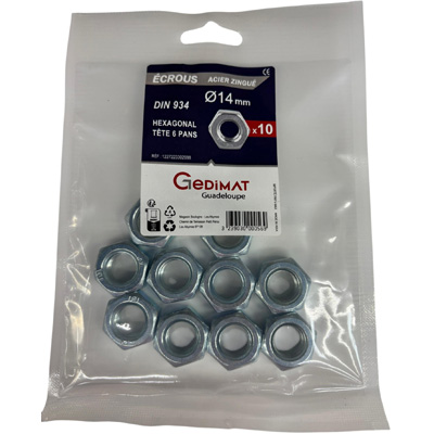 Boulon hexagonal zingué ø14mm - vendu par 10