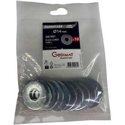 Rondelle large inox A2 ø14mm - vendu par 10