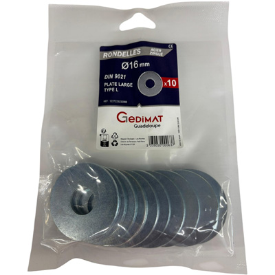 Rondelle large inox A2 ø16mm - vendu par 10