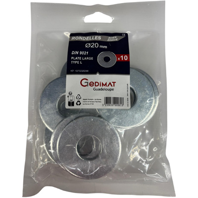 Rondelle large inox A2 ø20mm - vendu par 10