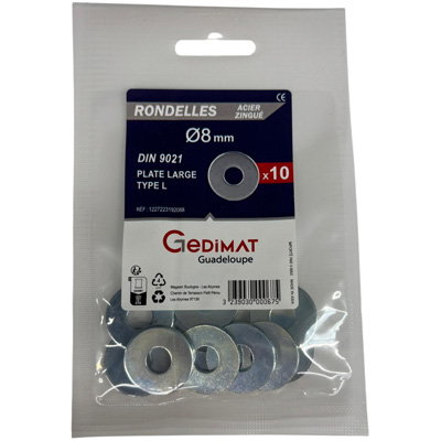 Rondelle large inox A2 ø8mm - vendu par 10