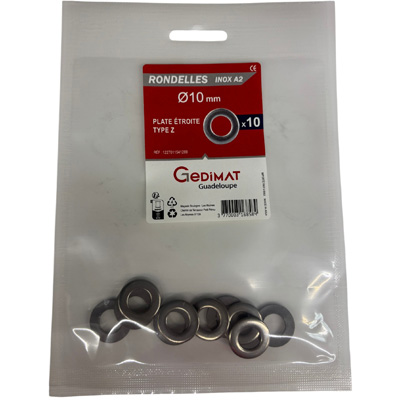 Rondelle étroite inox A2 ø 10 mm - vendu par 10