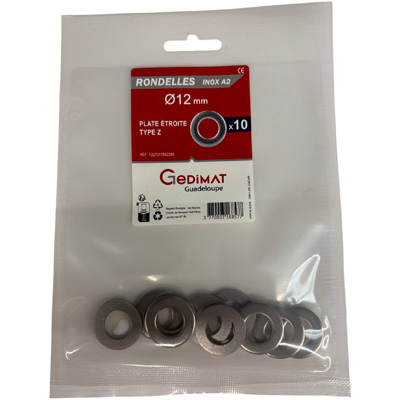 Rondelle étroite inox A2 ø 12 mm - vendu par 10