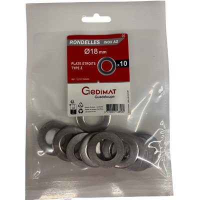 Rondelle étroite inox A2 ø 18 mm - vendu par 10
