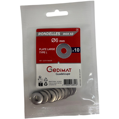 Rondelle large inox A2 ø 6 mm - vendu par 10
