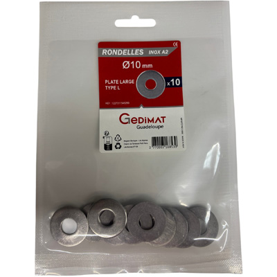 Rondelle large inox A2 ø 10 mm - vendu par 10