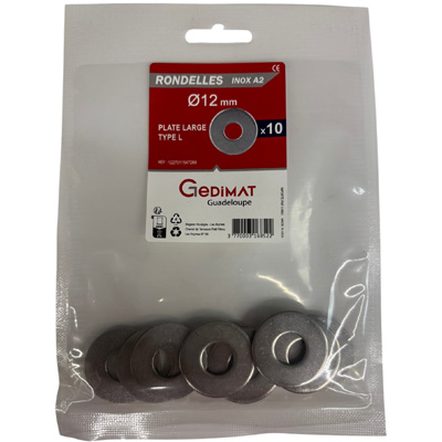 Rondelle large inox A2 ø 12 mm - vendu par 10
