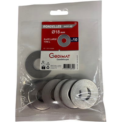 Rondelle large inox A2 ø 18 mm - vendu par 10